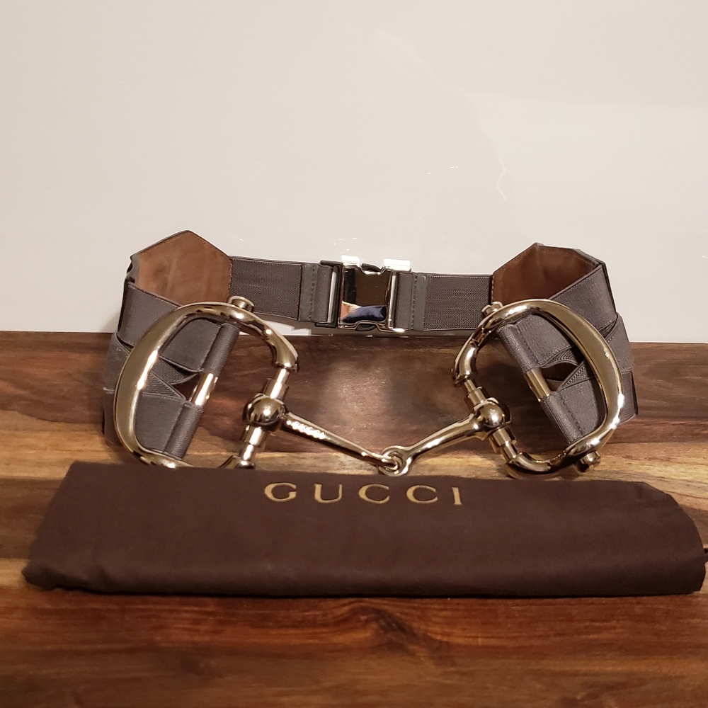 Gucci Gray and Gold Belt
